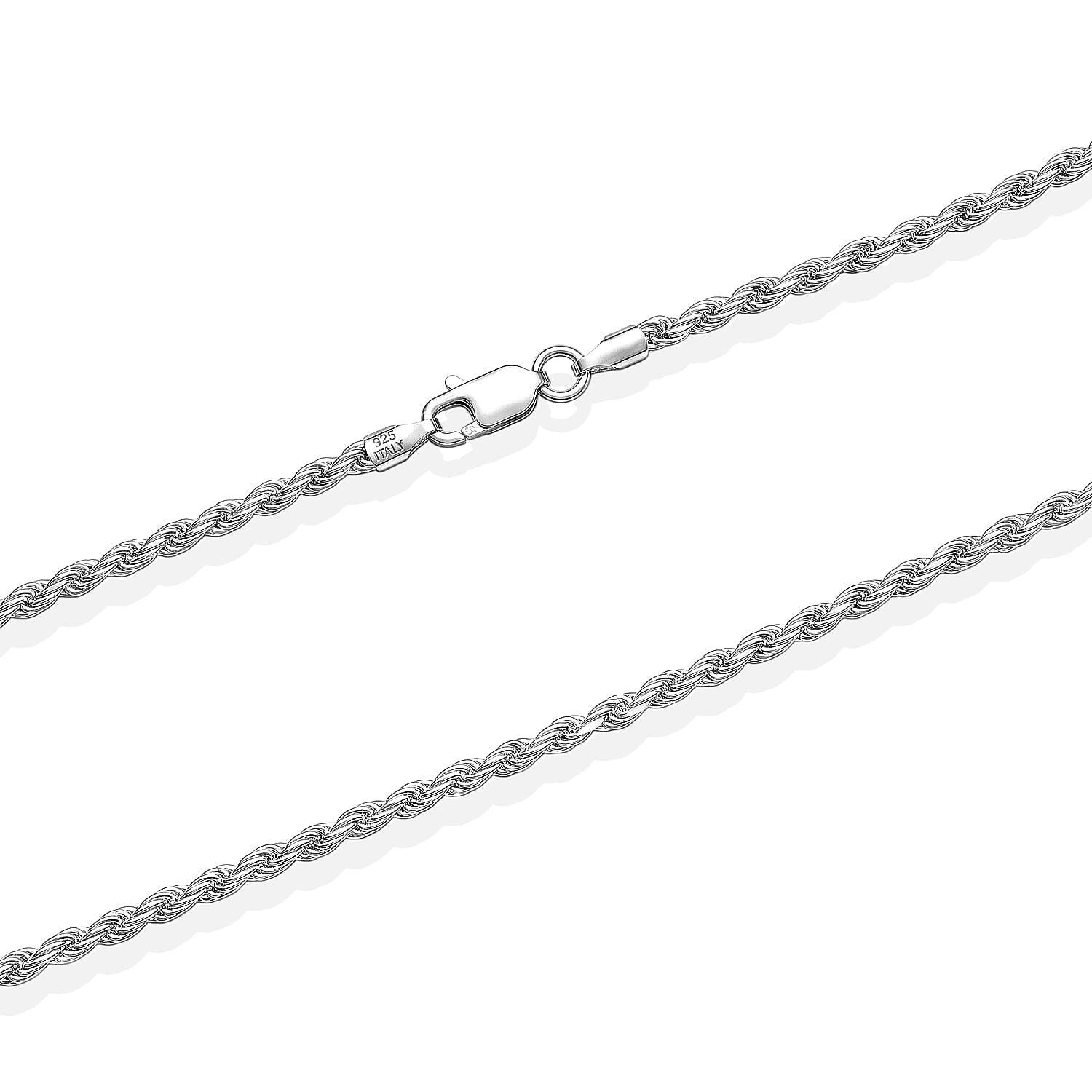 Italian 2.5mm Rope Chain Necklace in Sterling Silver 9.75 Grams 20 Inches