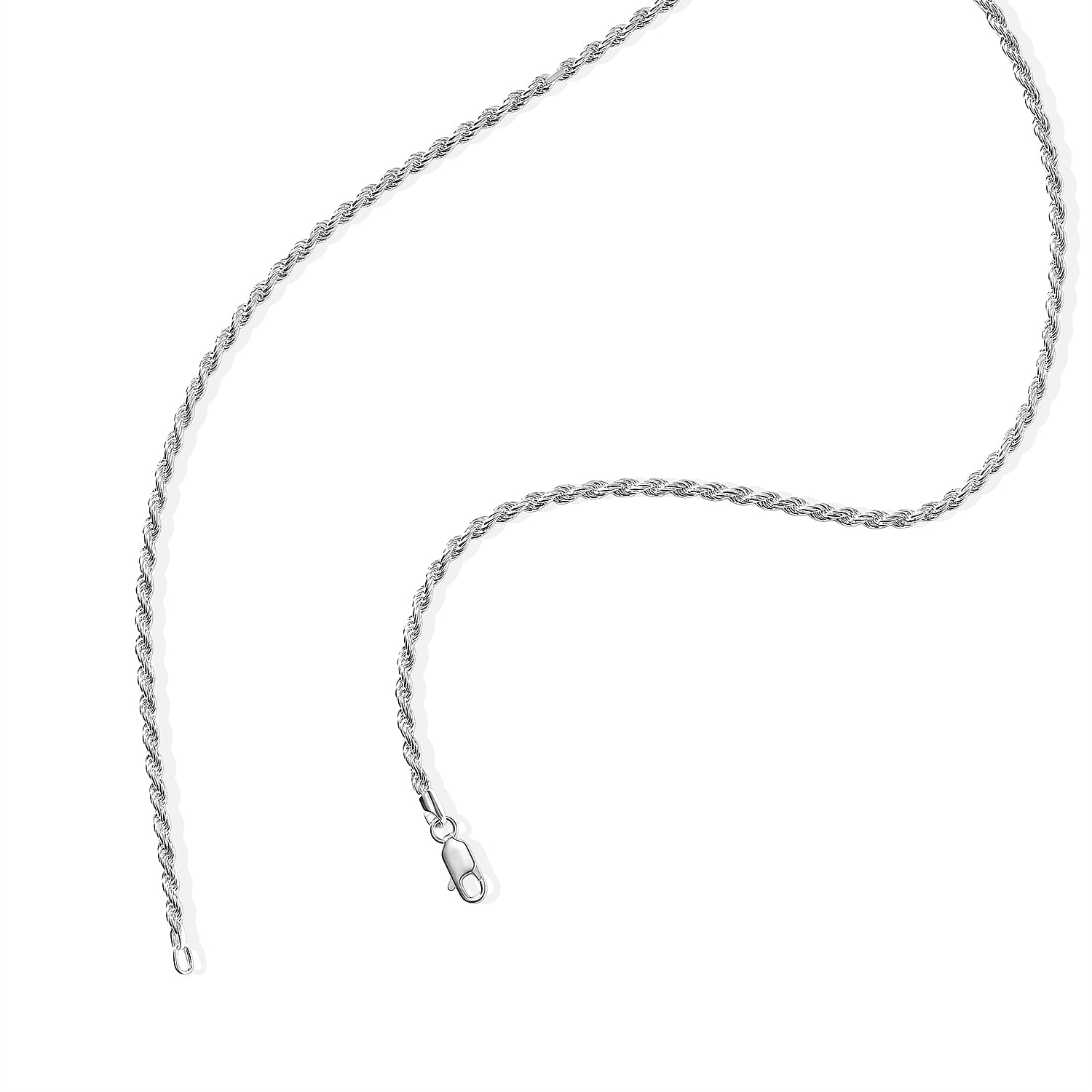 Italian 2.5mm Rope Chain Necklace in Sterling Silver 9.75 Grams 20 Inches
