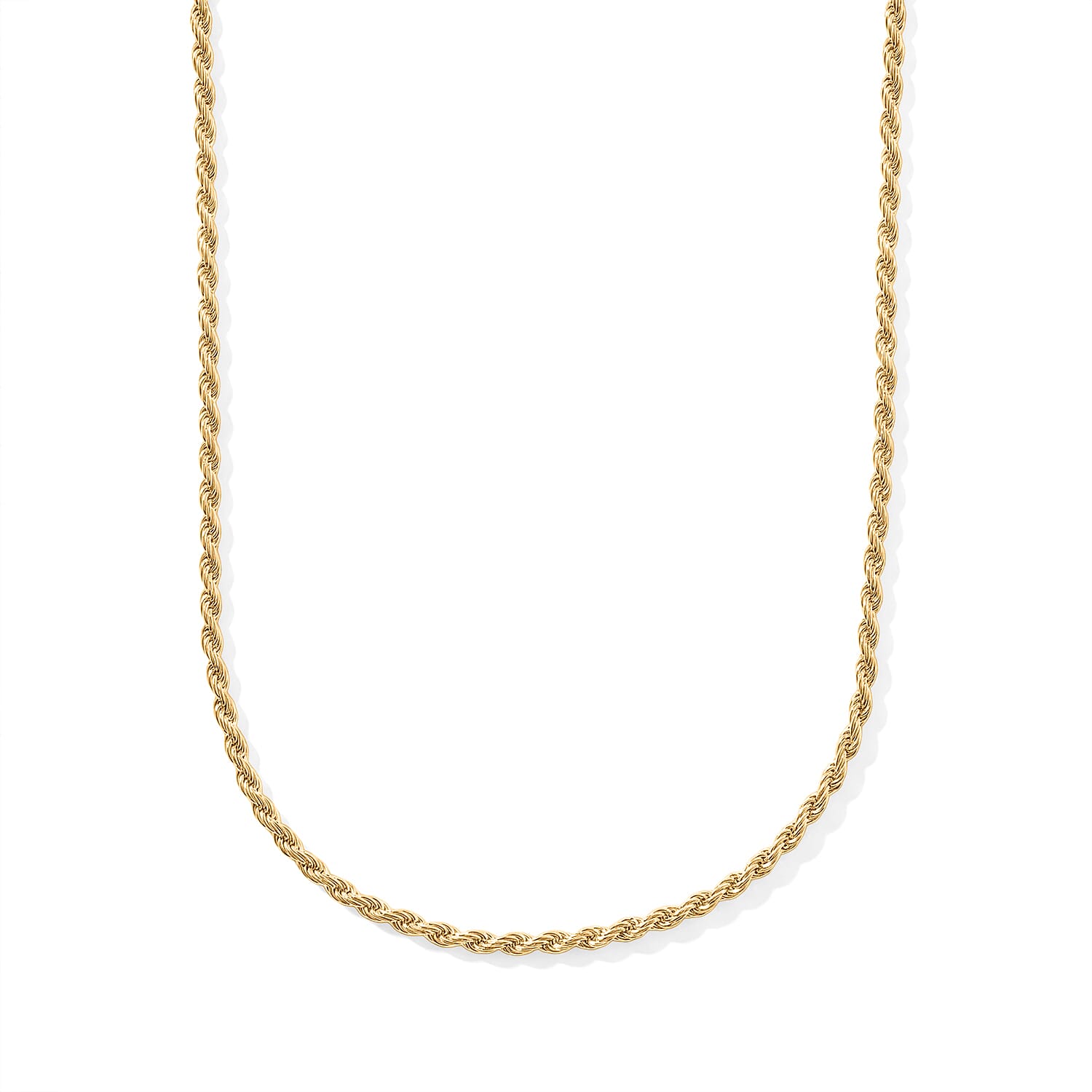 Italian 2.5mm Rope Chain Necklace in 14K YG Over Sterling Silver 9.75 Grams 20 Inches