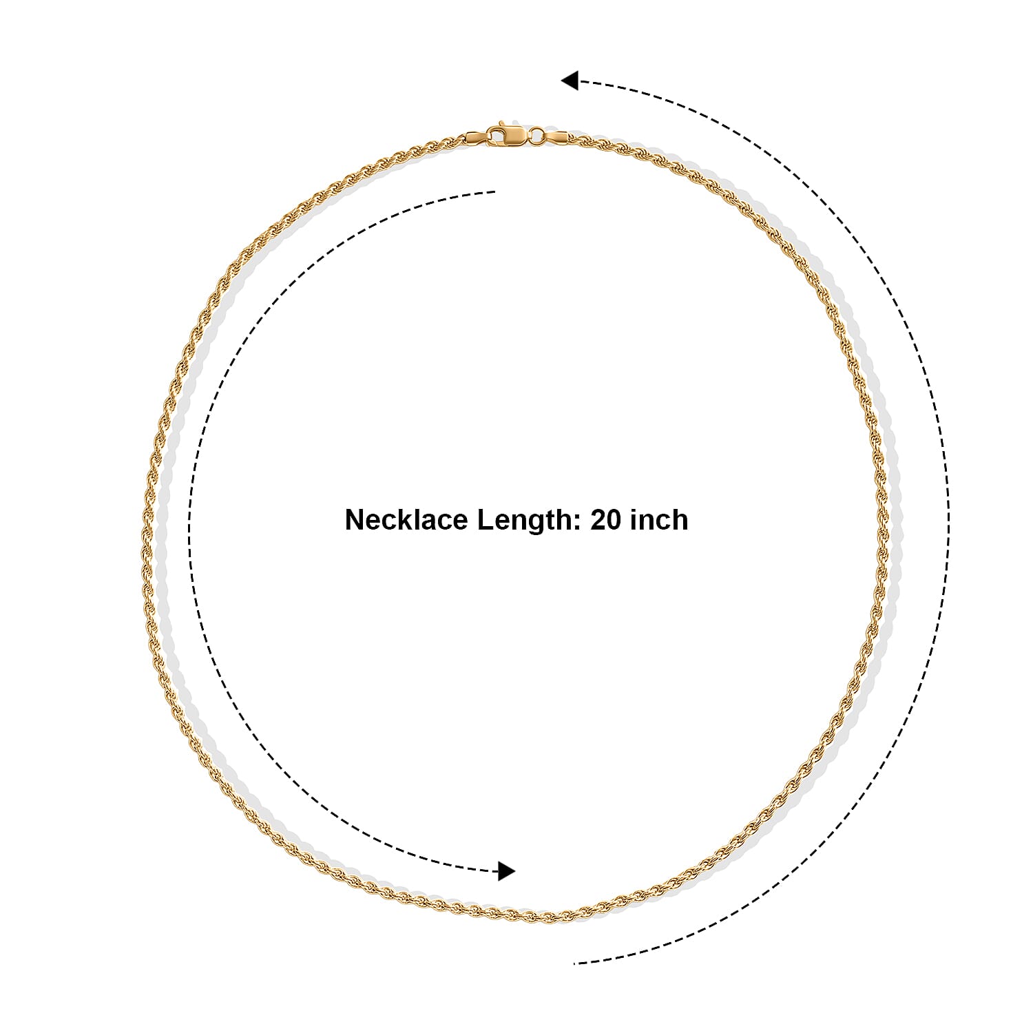 Italian 2.5mm Rope Chain Necklace in 14K YG Over Sterling Silver 9.75 Grams 20 Inches