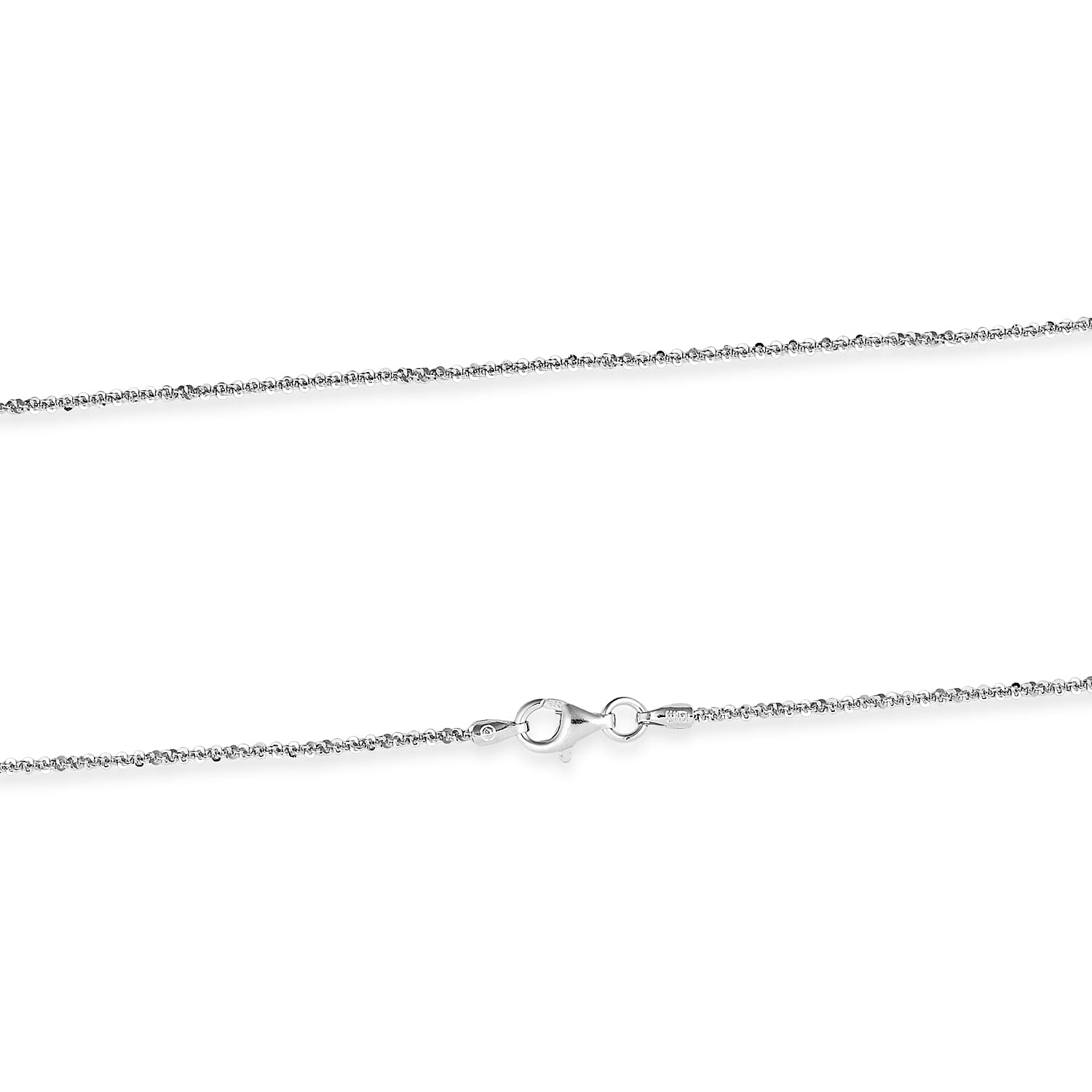 1.4mm Rock Chain Necklace in Rhodium Over Sterling Silver 3.10 Grams 20 Inches