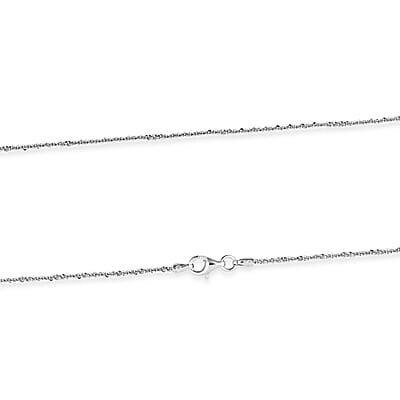 1.4mm Rock Chain Necklace in Rhodium Over Sterling Silver 3.10 Grams 20 Inches