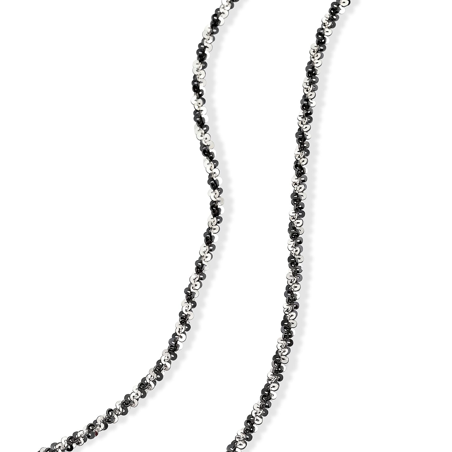 Italian 1.4mm Margherita Chain Necklace in Black Rhodium and Sterling Silver 3.10 Grams 20 Inches