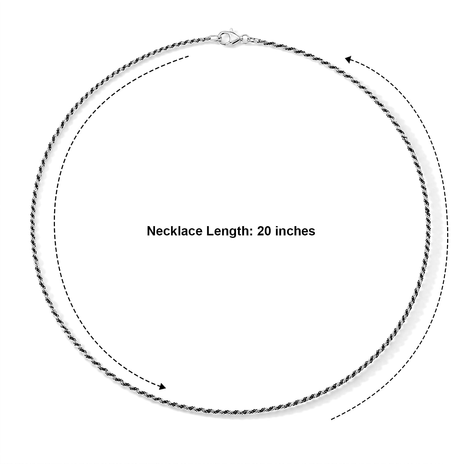 Italian 1.4mm Margherita Chain Necklace in Black Rhodium and Sterling Silver 3.10 Grams 20 Inches