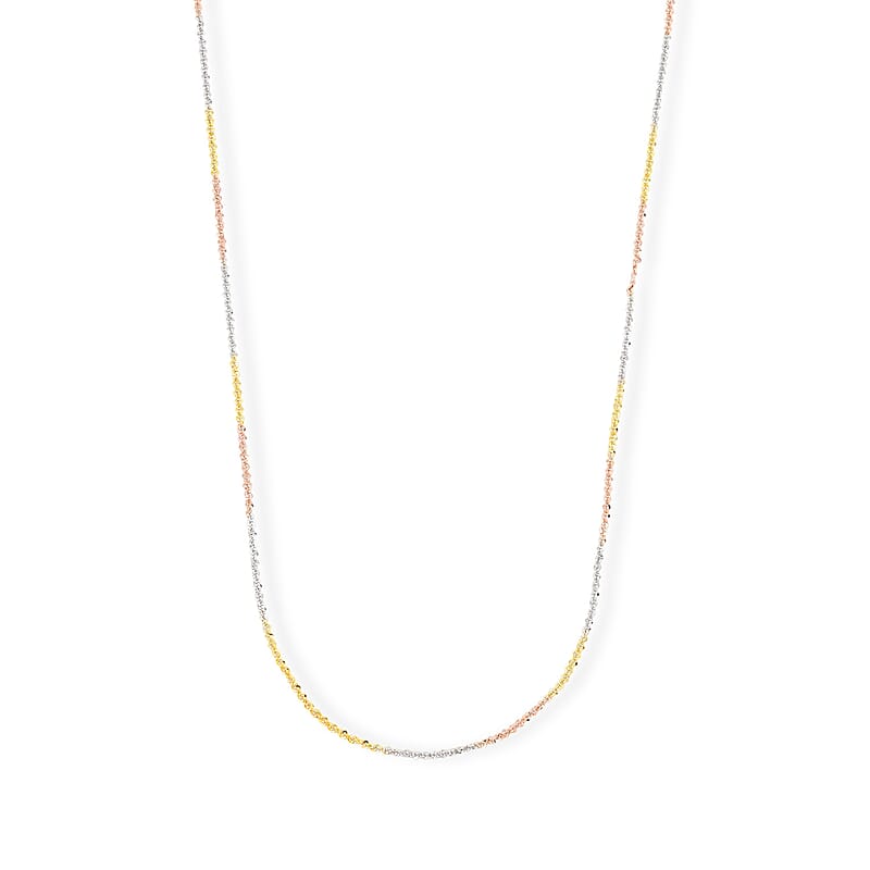 1.4mm Rock Chain Necklace in 14K YRG Over and Sterling Silver 3.10 Grams 20 Inches