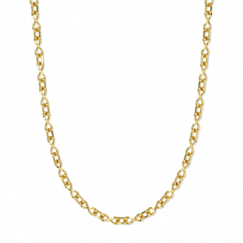 Italian 4.5mm Infinity Chain Necklace in 14K YG Over Sterling Silver 9.75 Grams 20 Inches