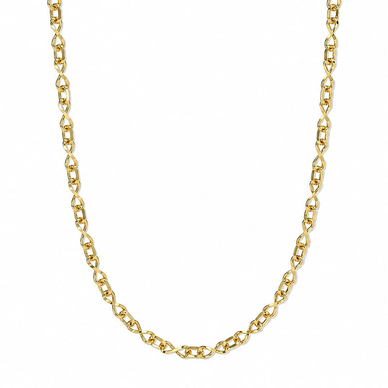 Italian 4.5mm Infinity Chain Necklace in 14K YG Over Sterling Silver 9.75 Grams 20 Inches