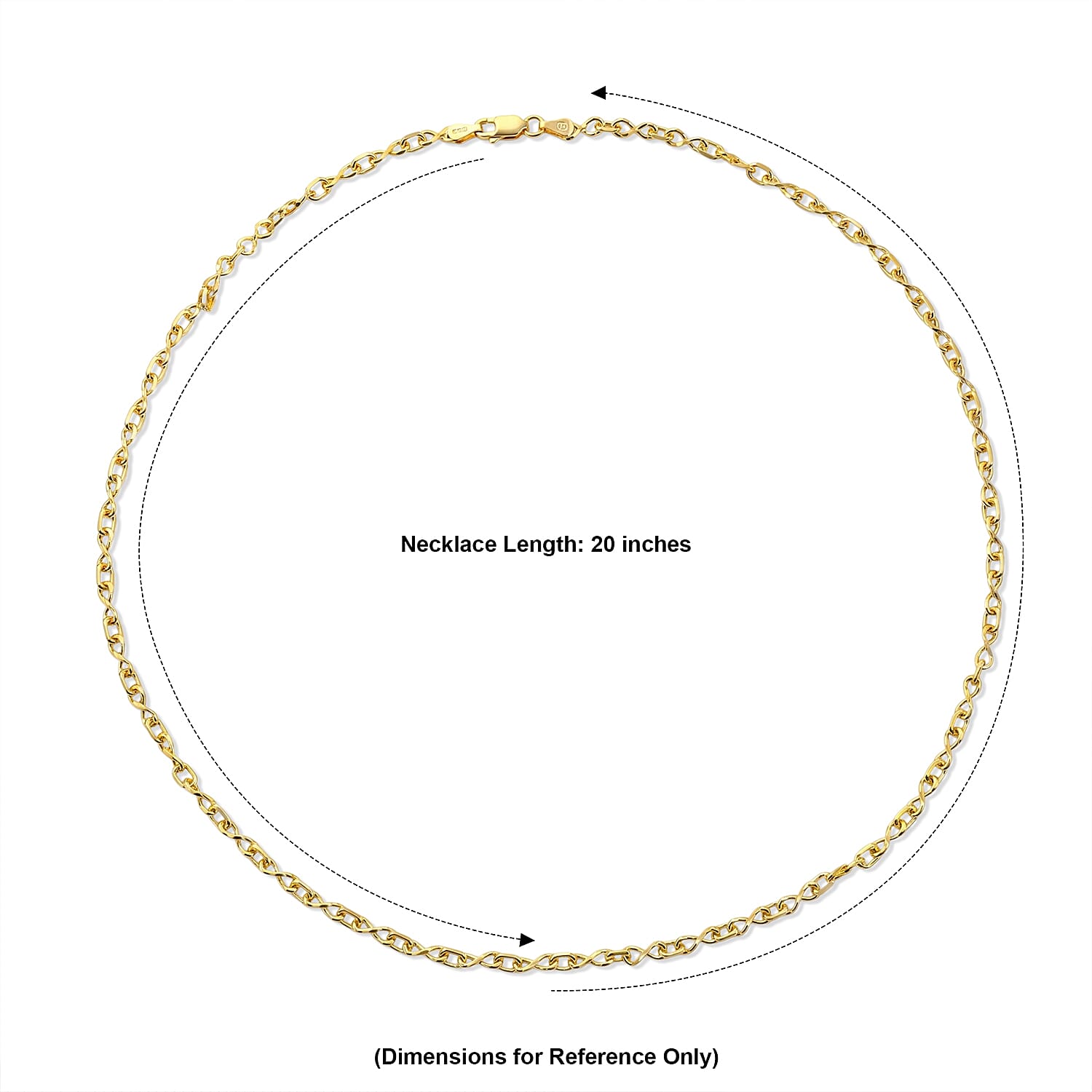 4.5mm Infinity Chain Necklace in 14K YG Over Sterling Silver 9.75 Grams 20 Inches