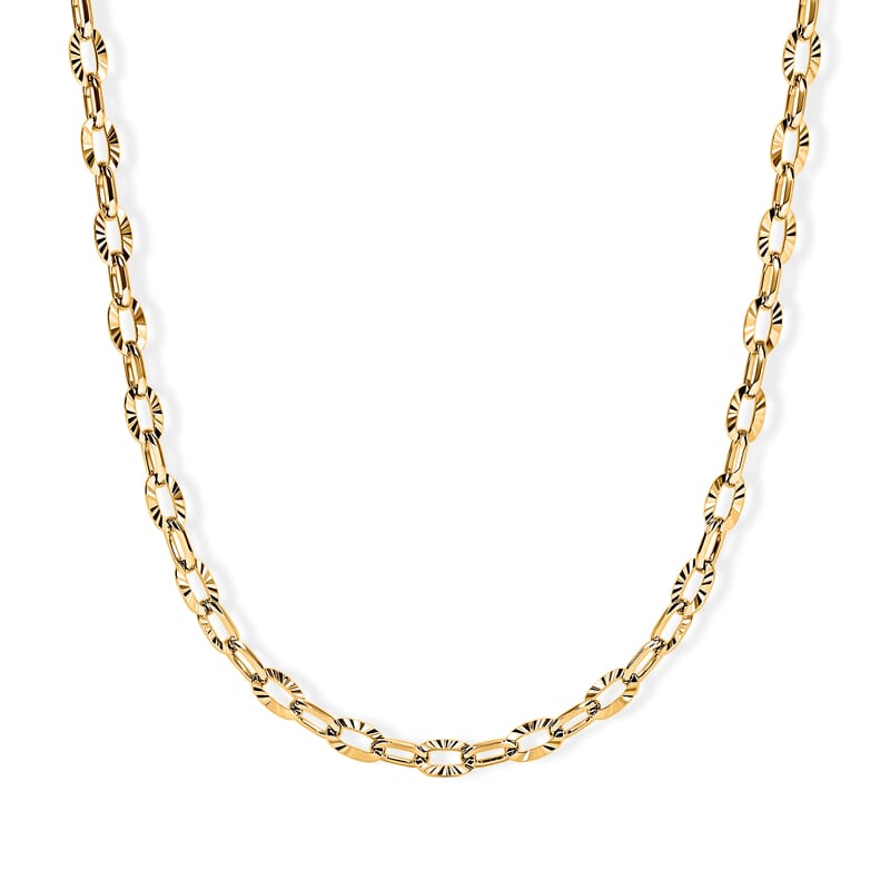 Italian 1.2mm Drop Oval Star Chain Necklace in 14K YG Over Sterling Silver 2.15 Grams 20 Inches
