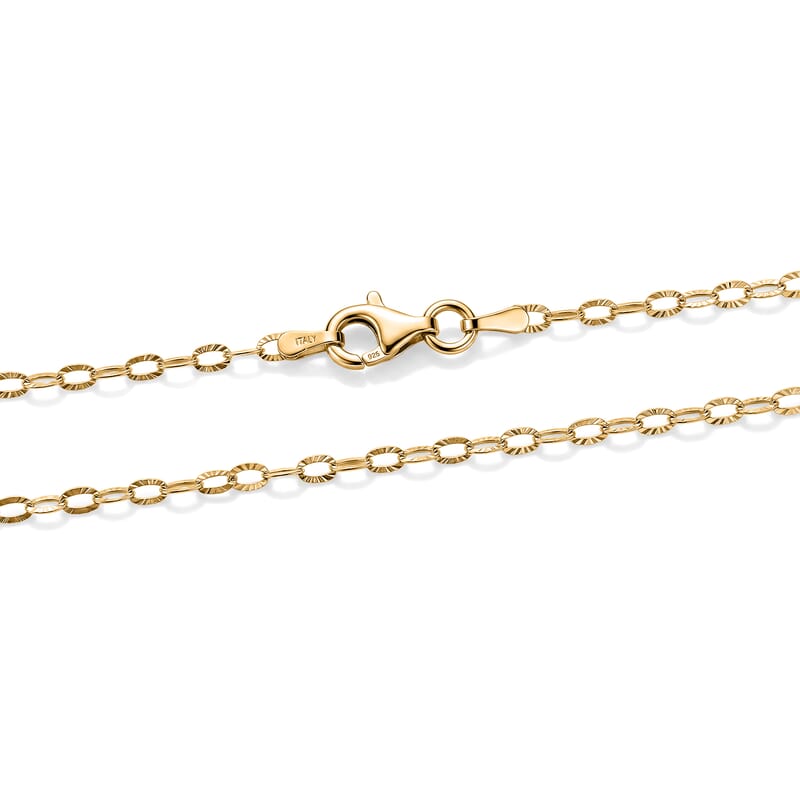 Italian 1.2mm Drop Oval Star Chain Necklace in 14K YG Over Sterling Silver 2.15 Grams 20 Inches
