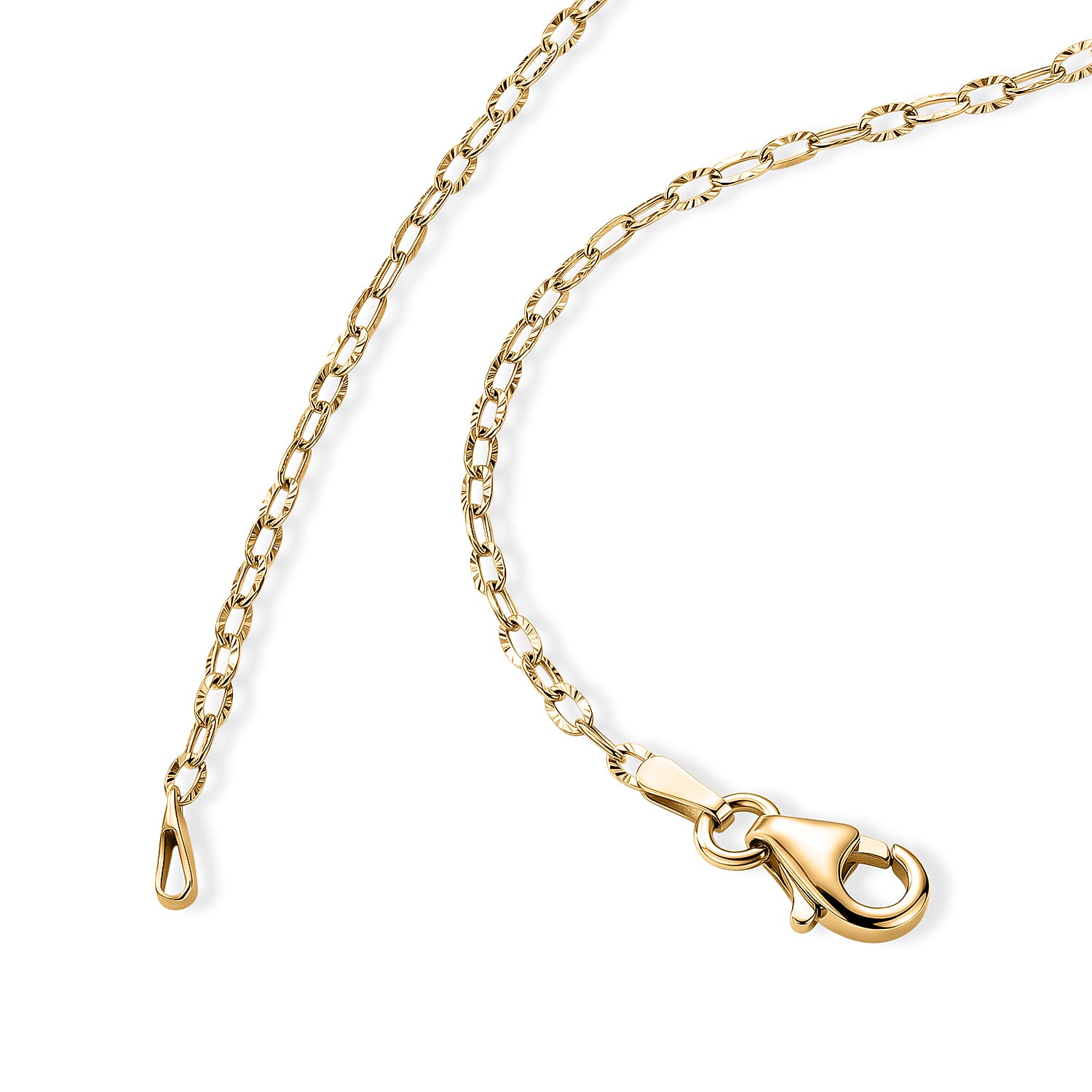 Italian 1.2mm Drop Oval Star Chain Necklace in 14K YG Over Sterling Silver 2.15 Grams 20 Inches