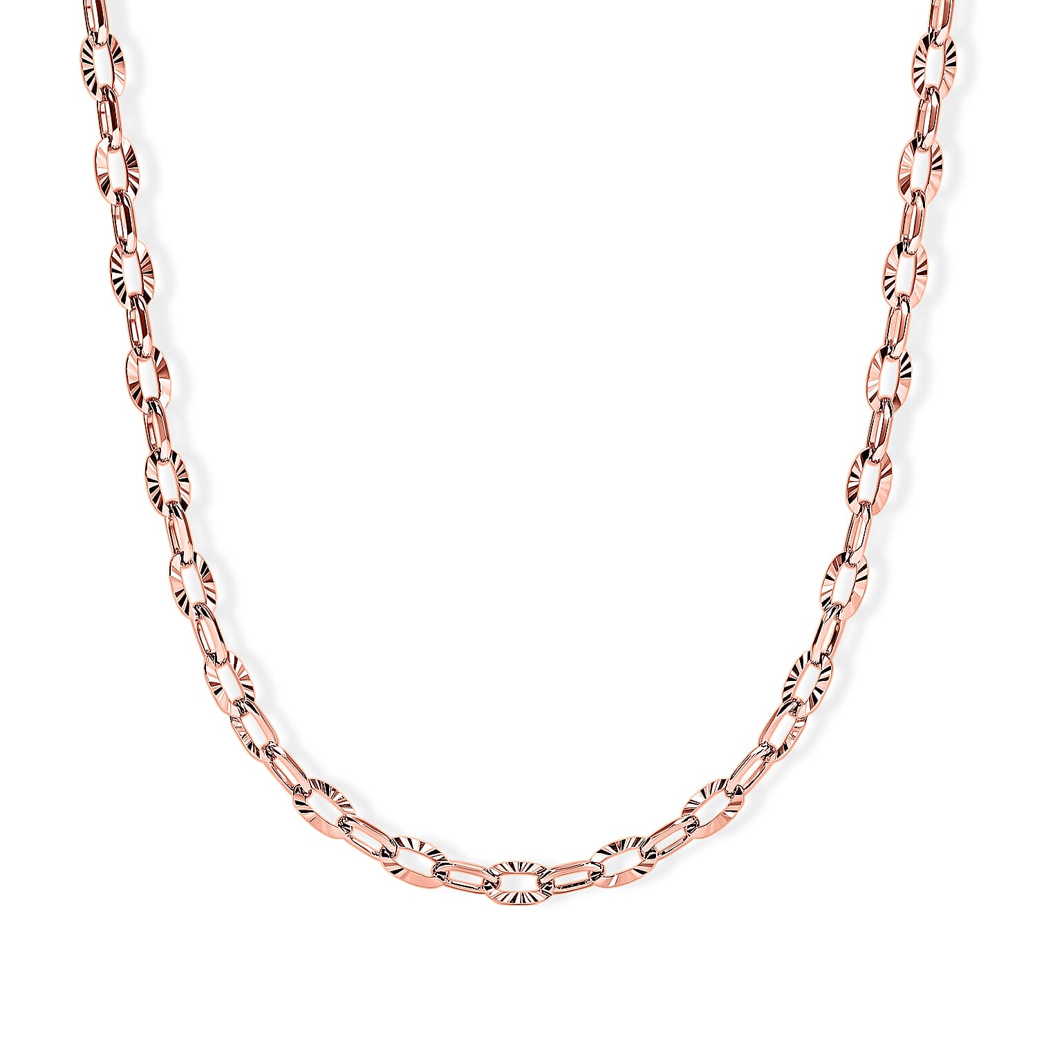 Italian 1.2mm Drop Oval Star Chain Necklace in 14K RG Over Sterling Silver 2.15 Grams 20 Inches