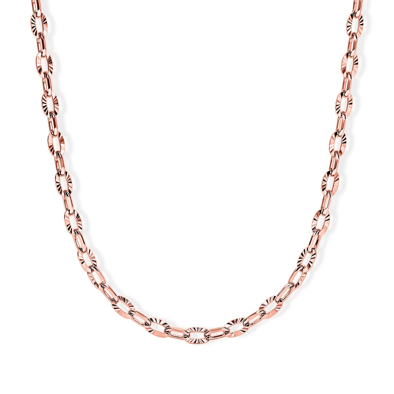 Italian 1.2mm Drop Oval Star Chain Necklace in 14K RG Over Sterling Silver 2.15 Grams 20 Inches