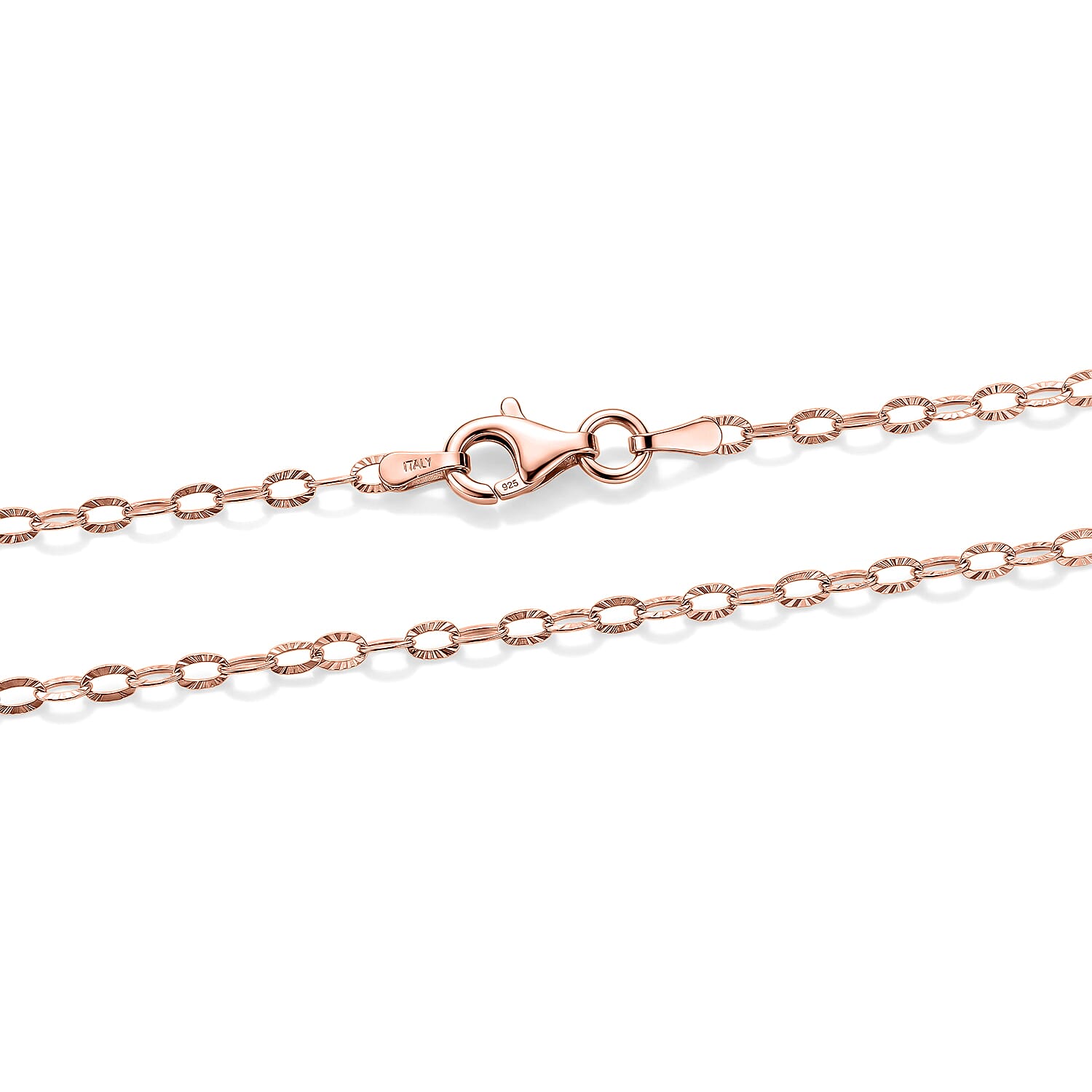 Italian 1.2mm Drop Oval Star Chain Necklace in 14K RG Over Sterling Silver 2.15 Grams 20 Inches