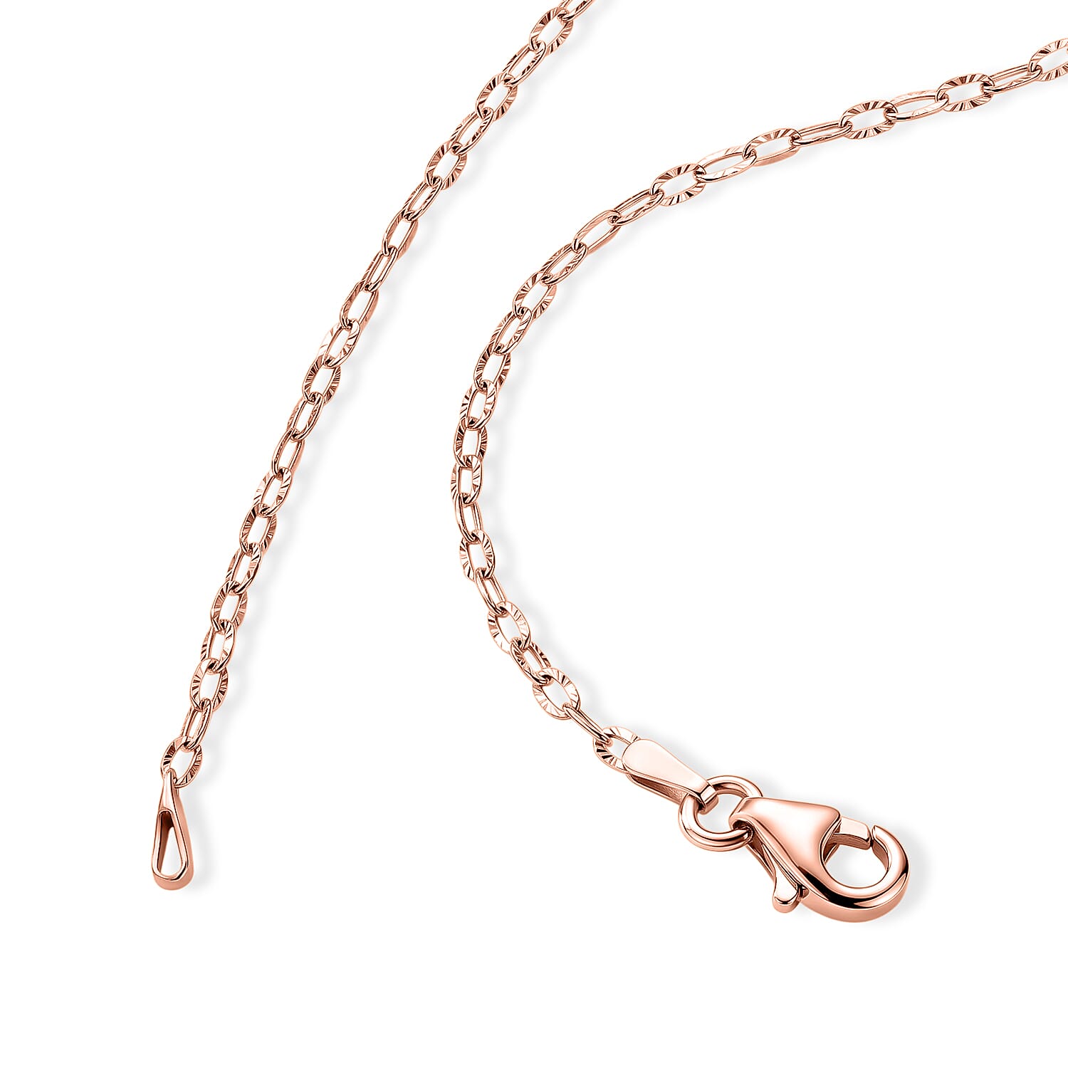 Italian 1.2mm Drop Oval Star Chain Necklace in 14K RG Over Sterling Silver 2.15 Grams 20 Inches
