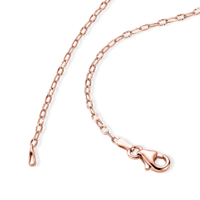 Italian 1.2mm Drop Oval Star Chain Necklace in 14K RG Over Sterling Silver 2.15 Grams 20 Inches