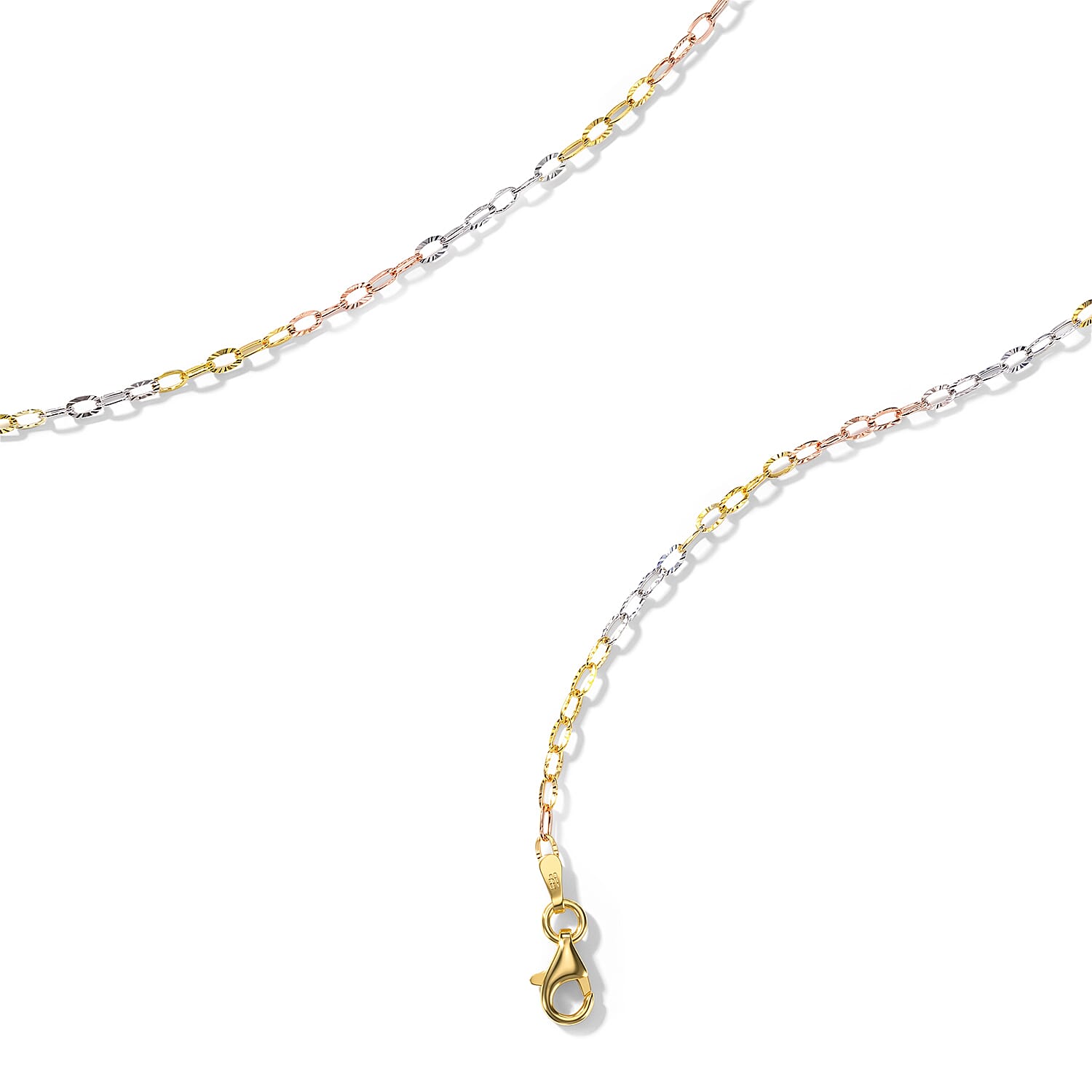 Italian 1.2mm Drop Oval Star Chain Necklace in 14K YRG Over and Sterling Silver 2.15 Grams 20 Inches