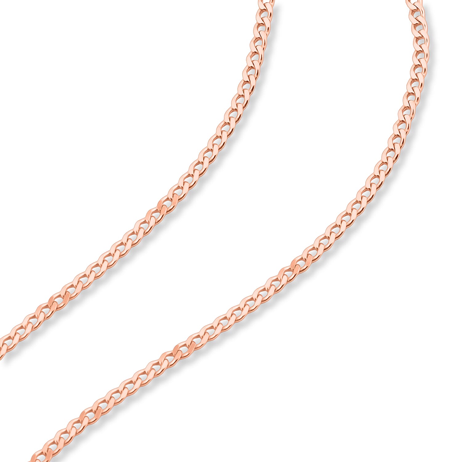 1.25mm Grumeta Super Flat Light Chain Necklace in 14K RG Over Sterling Silver 2.50 Grams 20 Inches