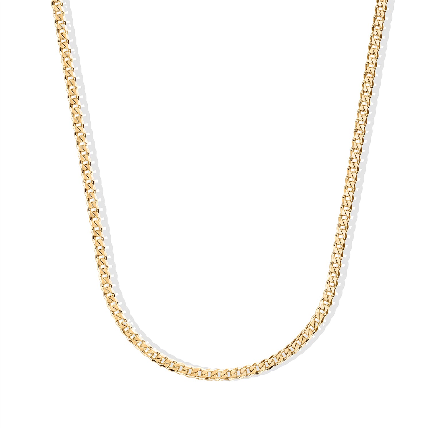 3.5mm Grumeta Super Flat Light Chain Necklace in 14K YG Over Sterling Silver 6.15 Grams 20 Inches