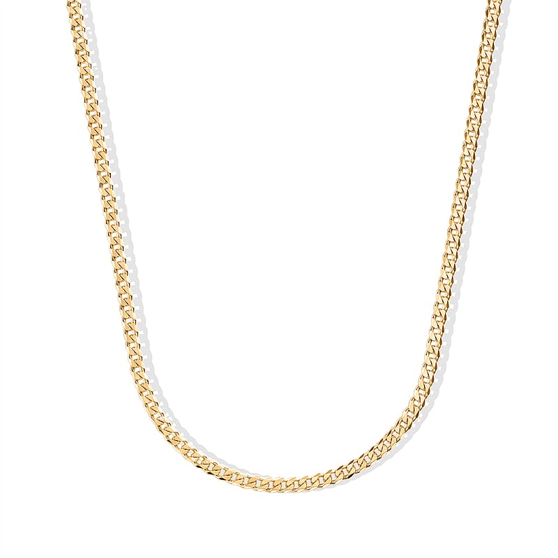 3.5mm Grumeta Super Flat Light Chain Necklace in 14K YG Over Sterling Silver 6.15 Grams 20 Inches
