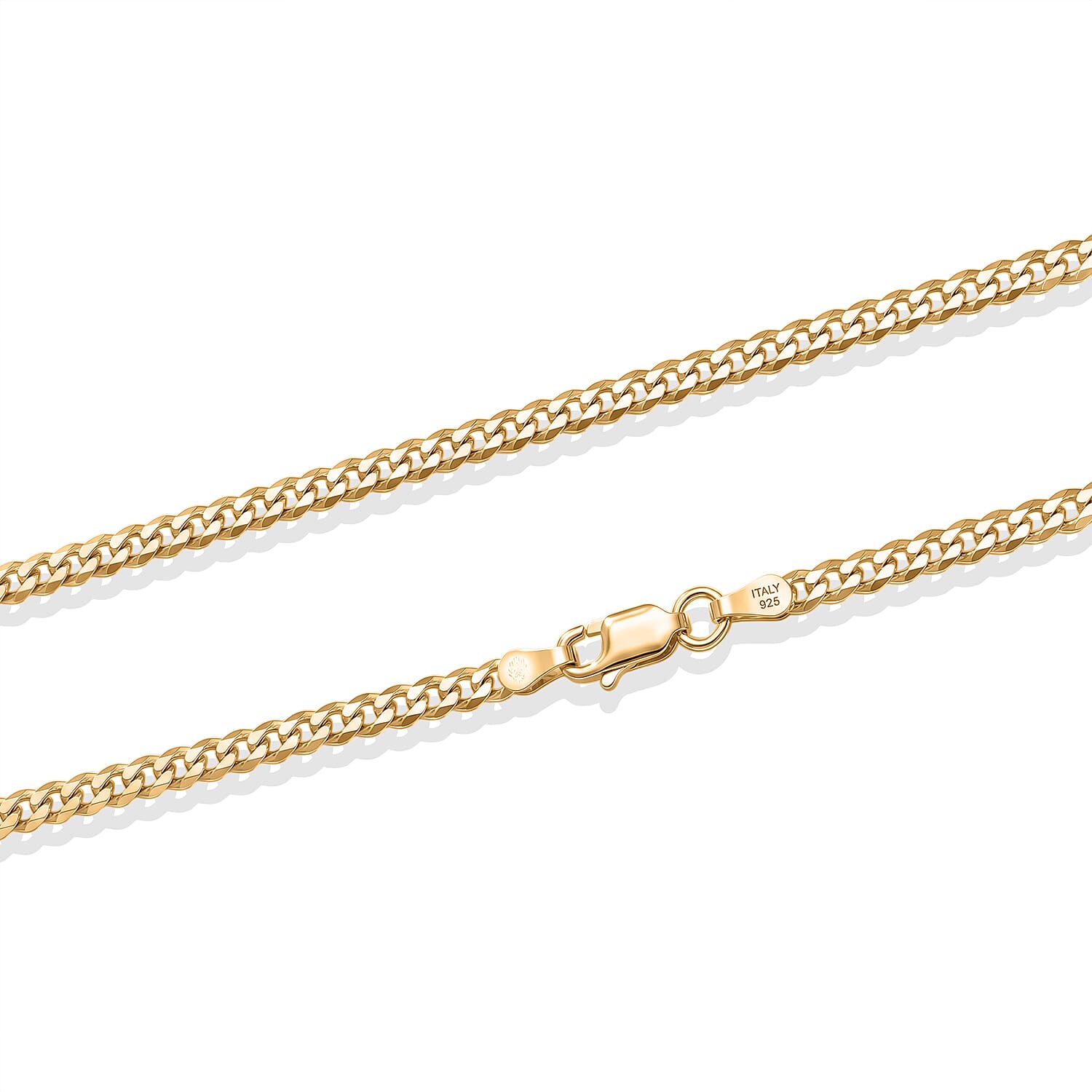 3.5mm Grumeta Super Flat Light Chain Necklace in 14K YG Over Sterling Silver 6.15 Grams 20 Inches