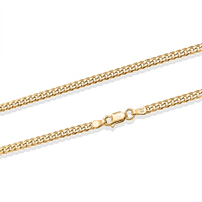 3.5mm Grumeta Super Flat Light Chain Necklace in 14K YG Over Sterling Silver 6.15 Grams 20 Inches