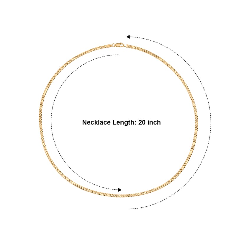 Italian 3.5mm Grumeta Super Flat Light Chain Necklace in 14K YG Over Sterling Silver 6.15 Grams 20 Inches
