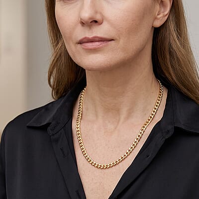 3.3mm Grumeta Super Flat Light Chain Necklace in 14K YG Over Sterling Silver 5.85 Grams 20 Inches
