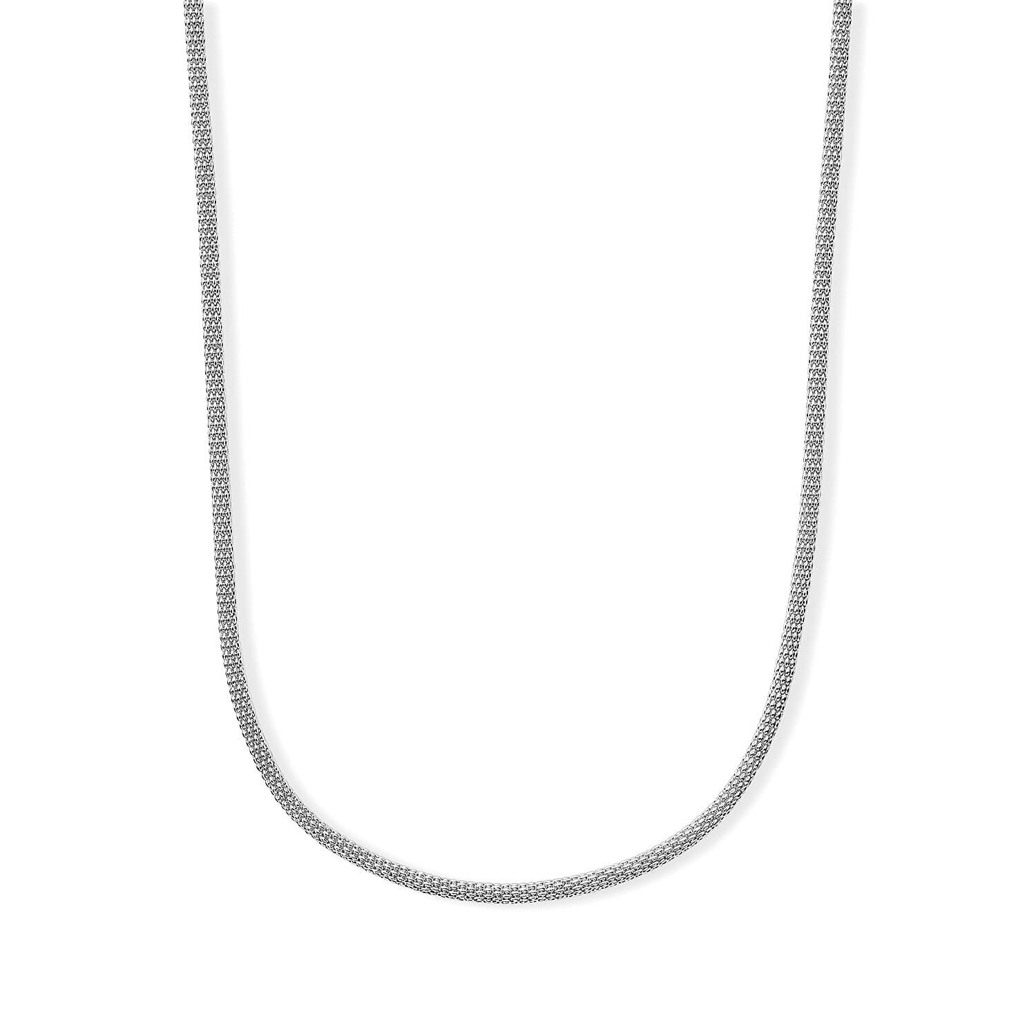 Italian 10mm Popcorn New Light Necklace in Rhodium Over Sterling Silver 8.30 Grams 20 Inches