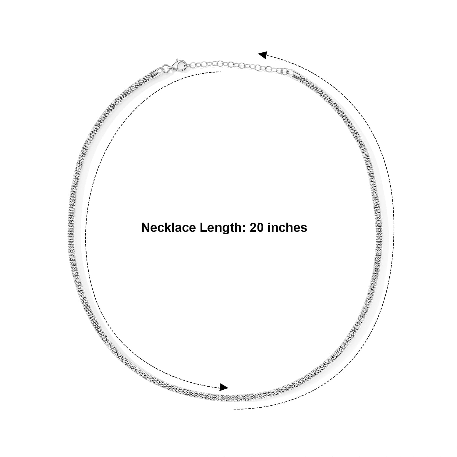 Italian 10mm Popcorn New Light Necklace in Rhodium Over Sterling Silver 8.30 Grams 20 Inches