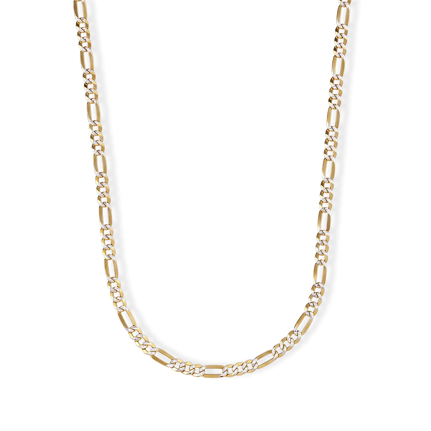 5mm Figaro Super Flat Chain Necklace in 14K YG Over and Sterling Silver 9.15 Grams 20 Inches