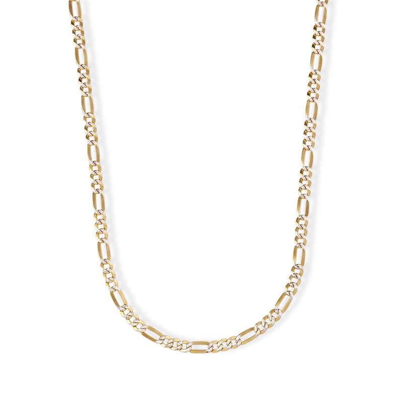 Italian 5mm Figaro Super Flat Chain Necklace in 14K YG Over and Sterling Silver 9.15 Grams 20 Inches