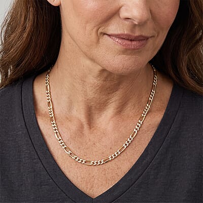 5mm Figaro Super Flat Chain Necklace in 14K YG Over and Sterling Silver 9.15 Grams 20 Inches