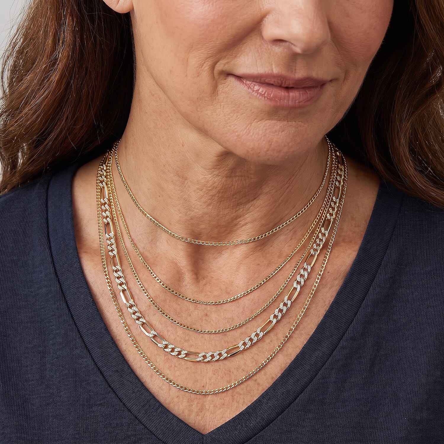 5mm Figaro Super Flat Chain Necklace in 14K YG Over and Sterling Silver 9.15 Grams 20 Inches
