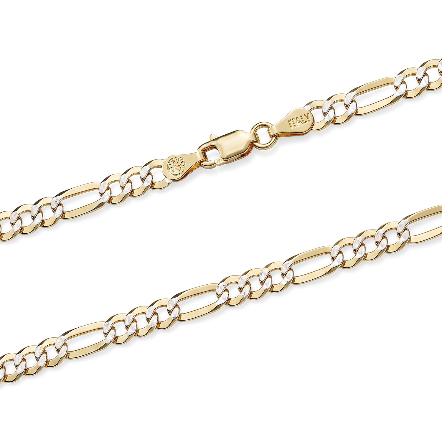 5mm Figaro Super Flat Chain Necklace in 14K YG Over and Sterling Silver 9.15 Grams 20 Inches