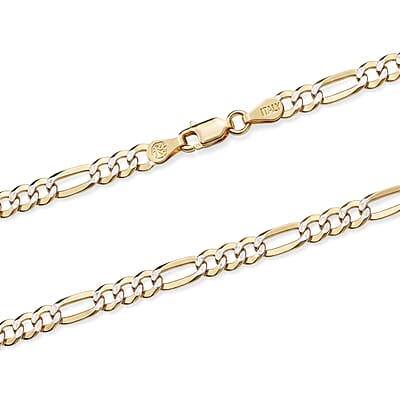 5mm Figaro Super Flat Chain Necklace in 14K YG Over and Sterling Silver 9.15 Grams 20 Inches