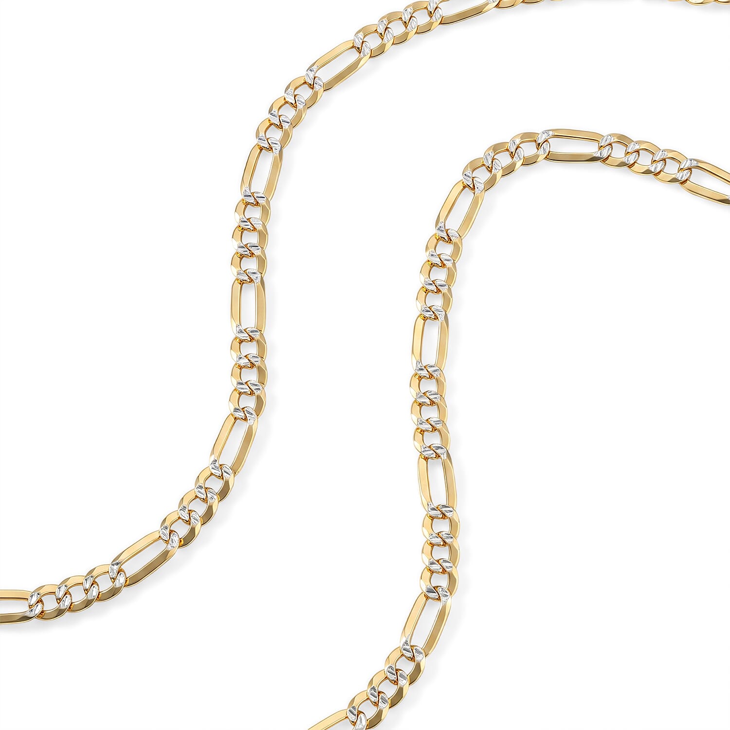 5mm Figaro Super Flat Chain Necklace in 14K YG Over and Sterling Silver 9.15 Grams 20 Inches