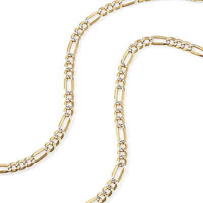 5mm Figaro Super Flat Chain Necklace in 14K YG Over and Sterling Silver 9.15 Grams 20 Inches