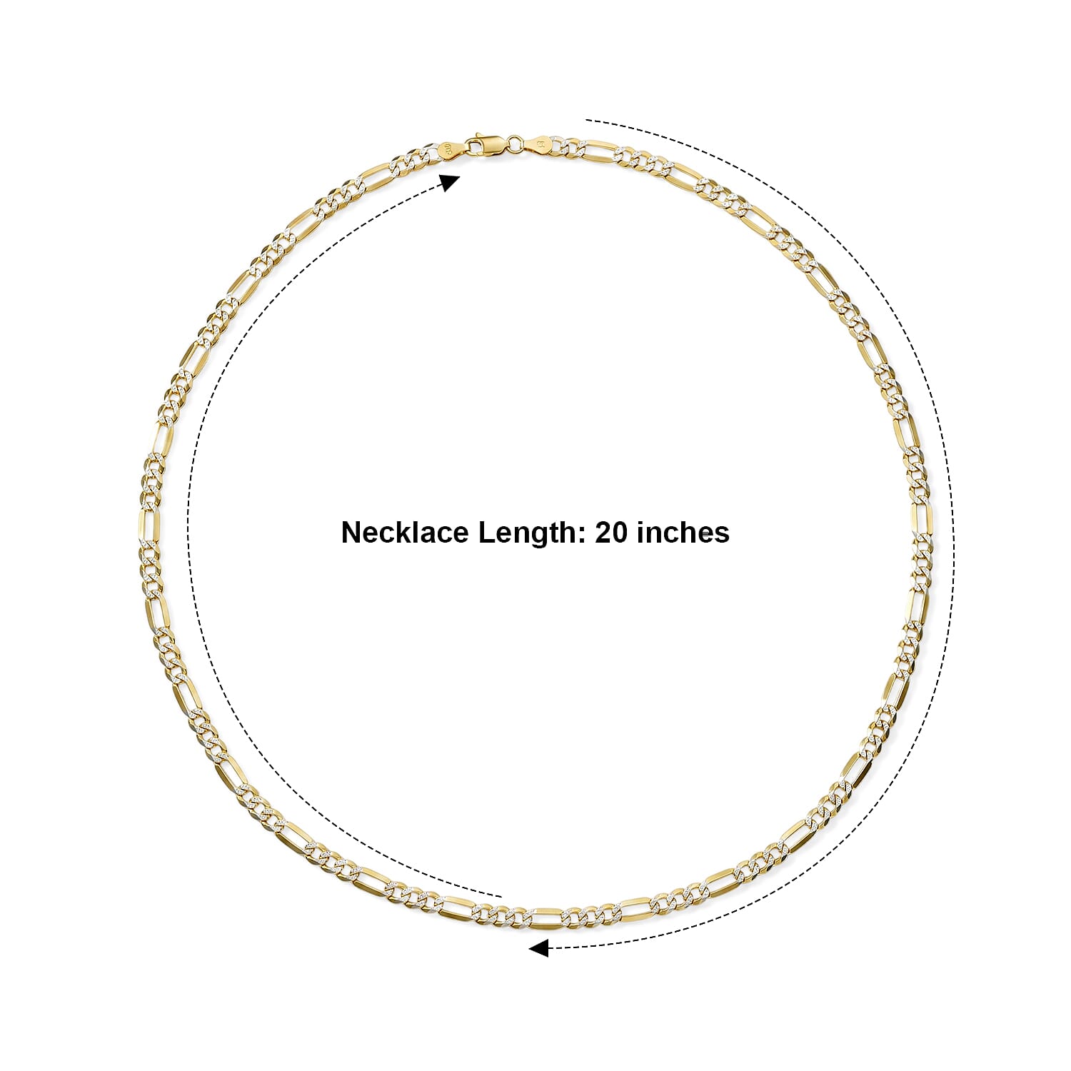 5mm Figaro Super Flat Chain Necklace in 14K YG Over and Sterling Silver 9.15 Grams 20 Inches