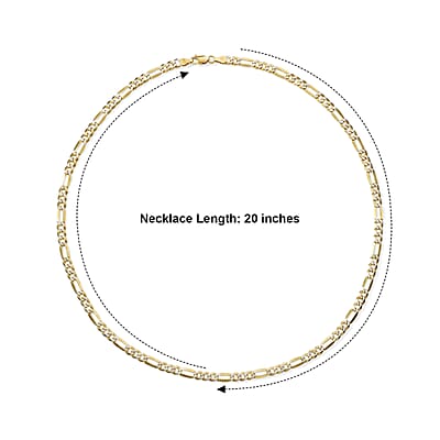 5mm Figaro Super Flat Chain Necklace in 14K YG Over and Sterling Silver 9.15 Grams 20 Inches