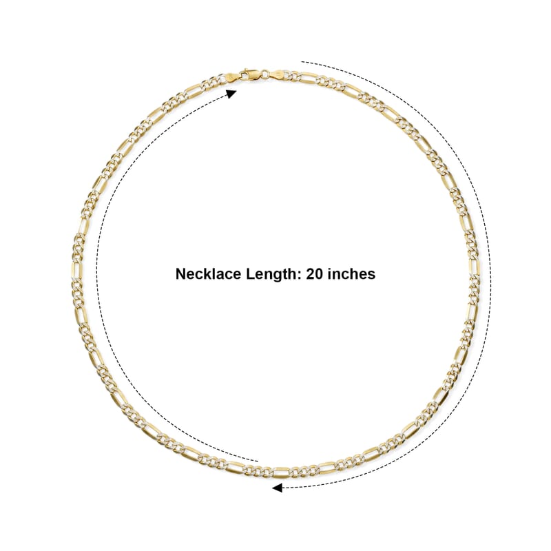 Italian 5mm Figaro Super Flat Chain Necklace in 14K YG Over and Sterling Silver 9.15 Grams 20 Inches