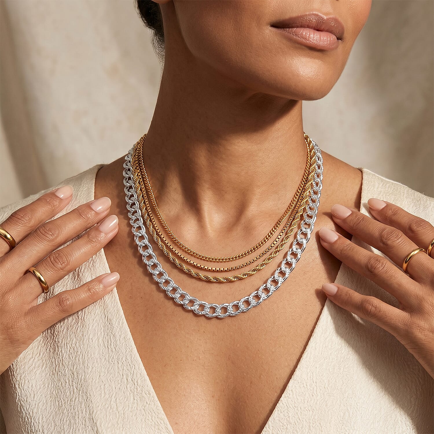 6mm Double Rombo Pave Necklace in Sterling Silver 20 Inches 39.74 Grams