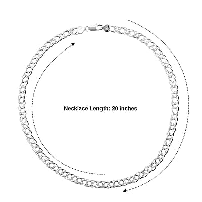 6mm Double Rombo Pave Chain Necklace in Sterling Silver 20 Inches 39.74 Grams