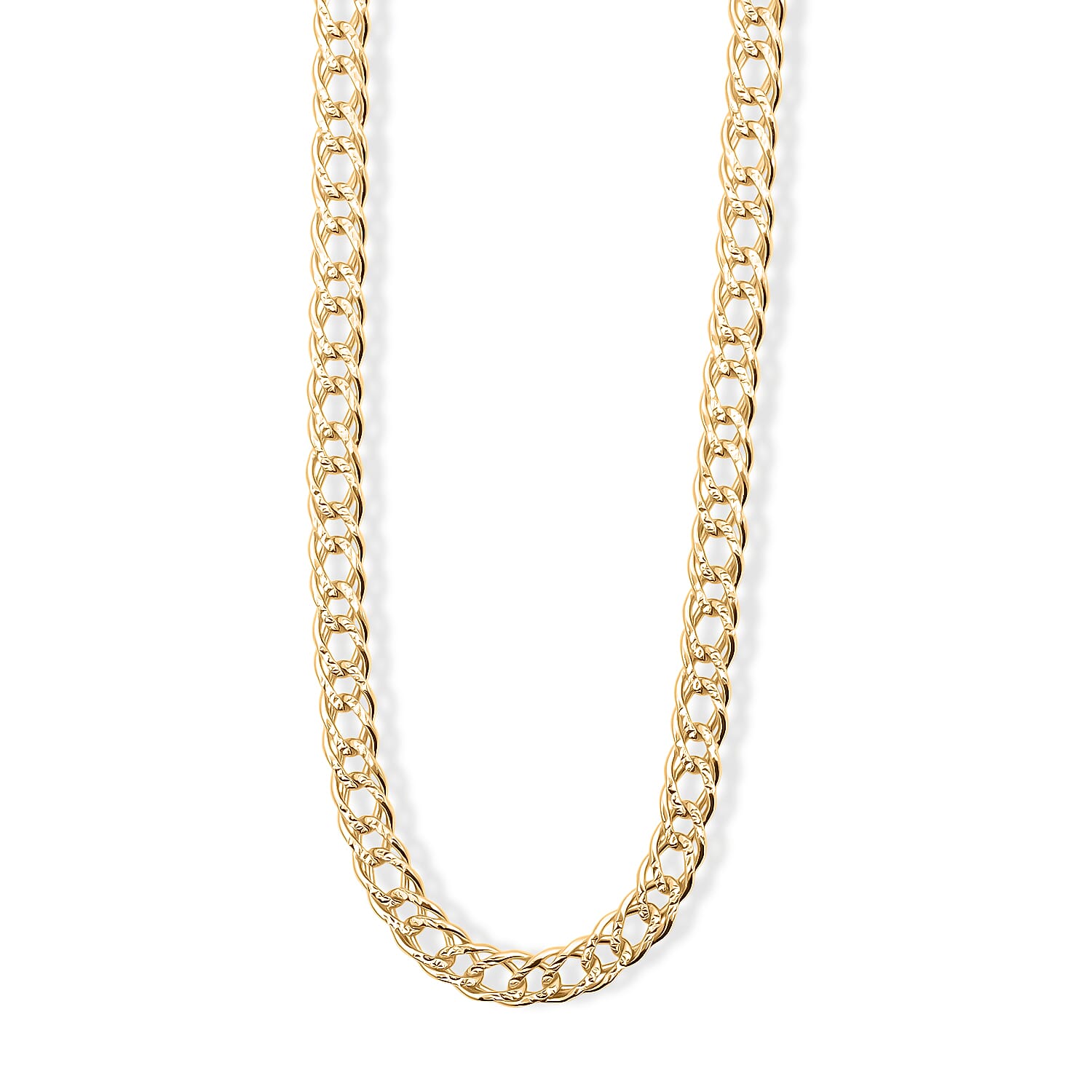 6mm Double Rombo Pave Necklace in 14K YG Over Sterling Silver 20 Inches 39.74 Grams
