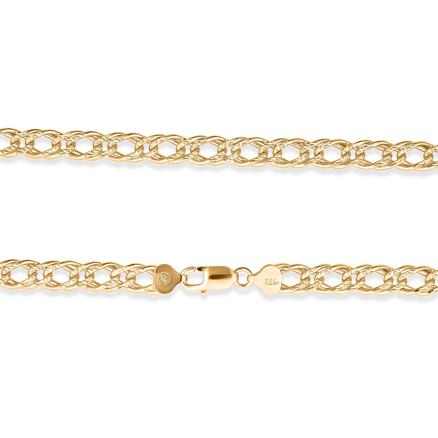 6mm Double Rombo Pave Necklace in 14K YG Over Sterling Silver 20 Inches 39.74 Grams
