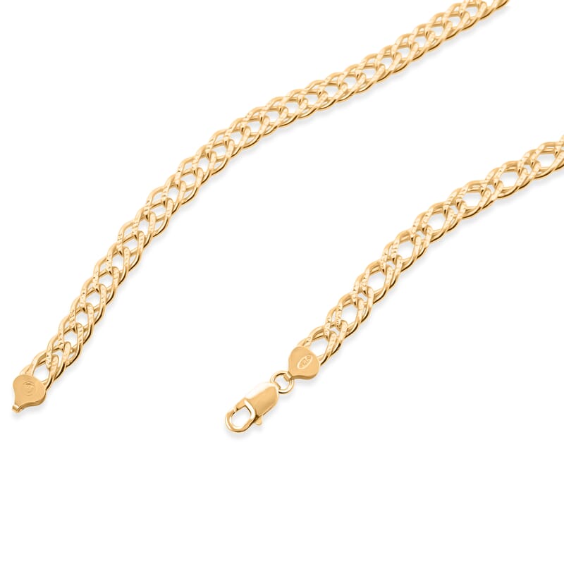 Italian 6mm Double Rombo Pave Chain Necklace in 14K YG Over Sterling Silver 20 Inches 39.74 Grams