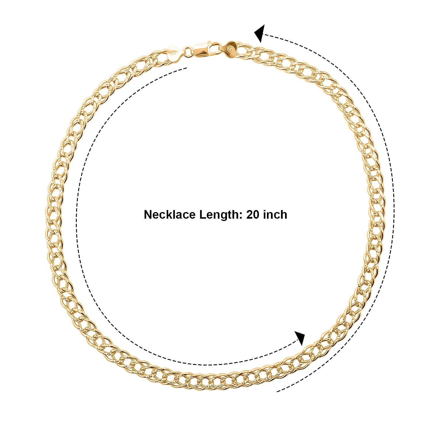 6mm Double Rombo Pave Necklace in 14K YG Over Sterling Silver 20 Inches 39.74 Grams