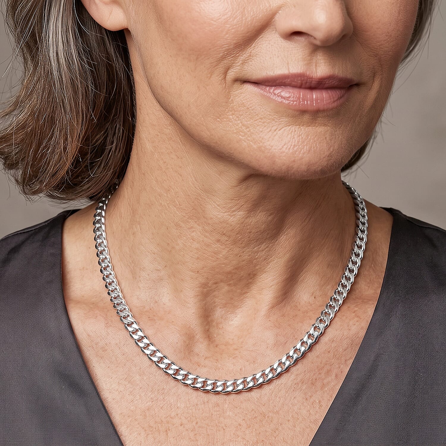 7.5mm Grumetta New Slash Cut Necklace in Sterling Silver 22 Inches 29.30 Grams