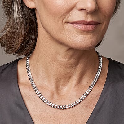 7.5mm Grumetta New Slash Cut Necklace in Sterling Silver 22 Inches 29.30 Grams
