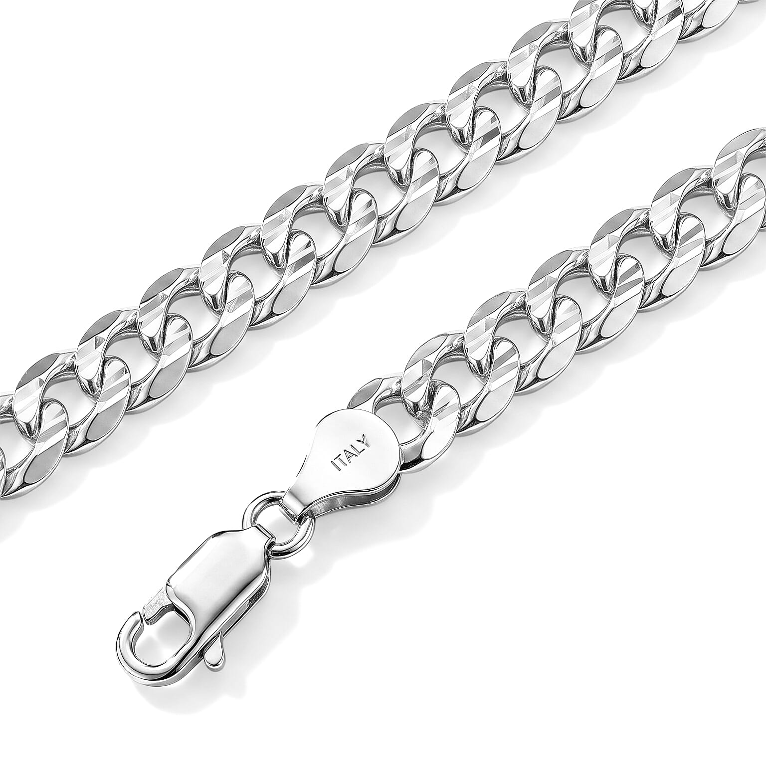 7.5mm Grumetta New Slash Cut Necklace in Sterling Silver 22 Inches 29.30 Grams